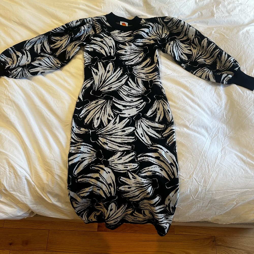 FARM Rio Black and white sweater dress